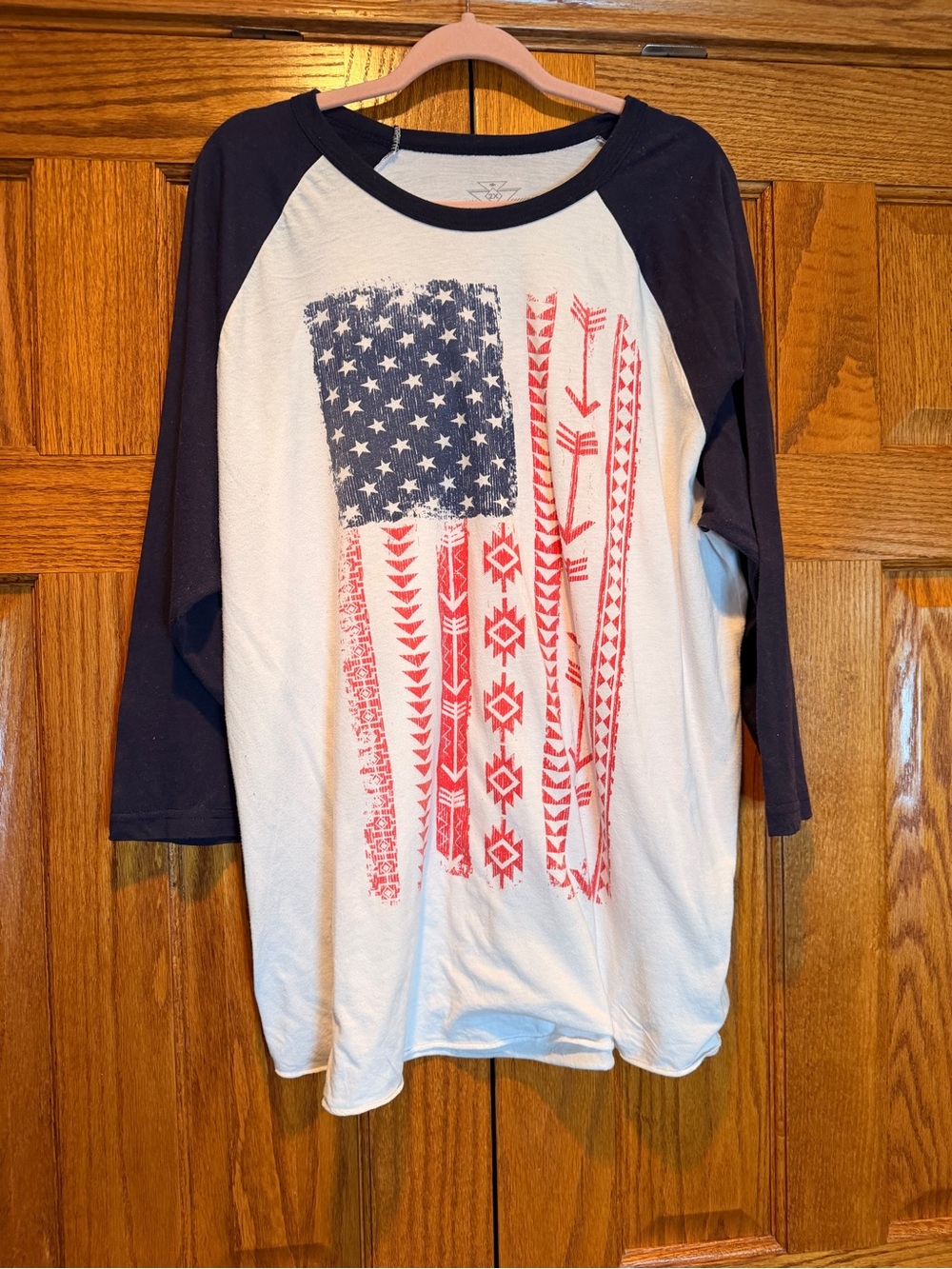 Crazy Train LIVE FREE Raglan Baseball sleeve Tee with Red Flag